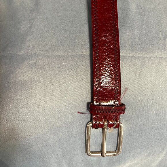 DKNY Women\'s Italian Glazed Calfskin Belt Size Small Wine Colored Leather main image 4